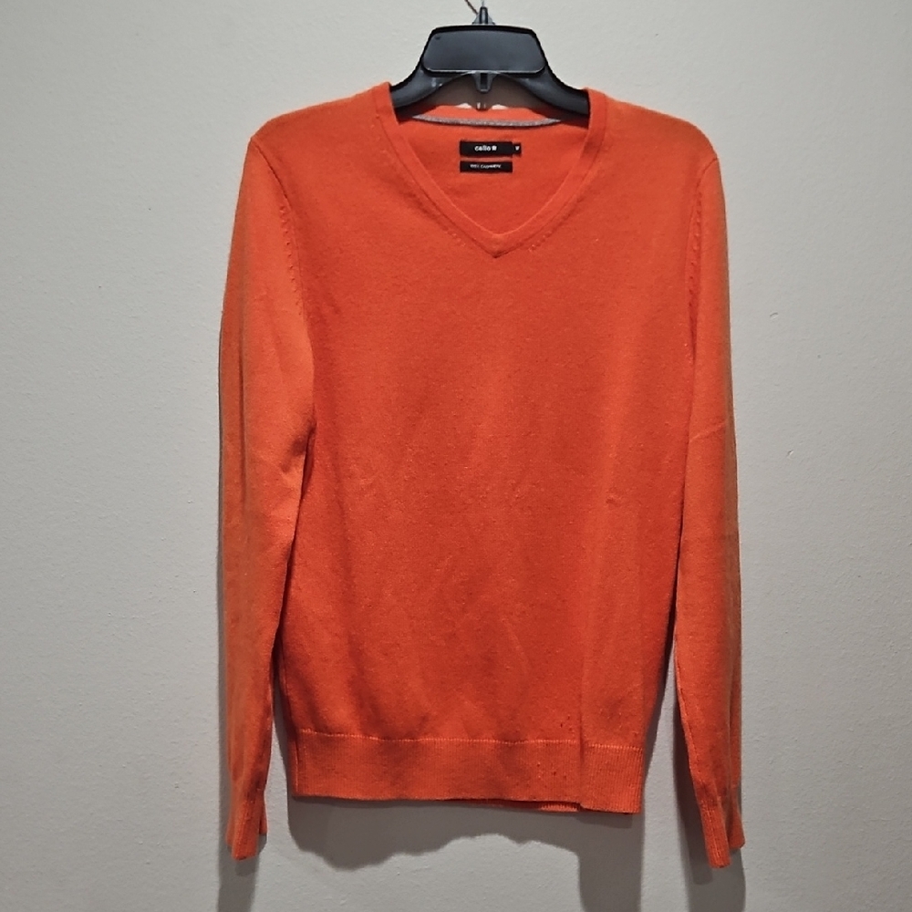 celio* Men's Orange 100% Cashmere sweater size Medium